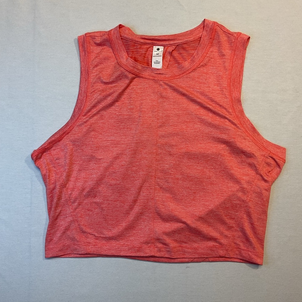 Yogalicious Women;s Heather Red/Orange Athletic Top, Size M Open Back Key Hole